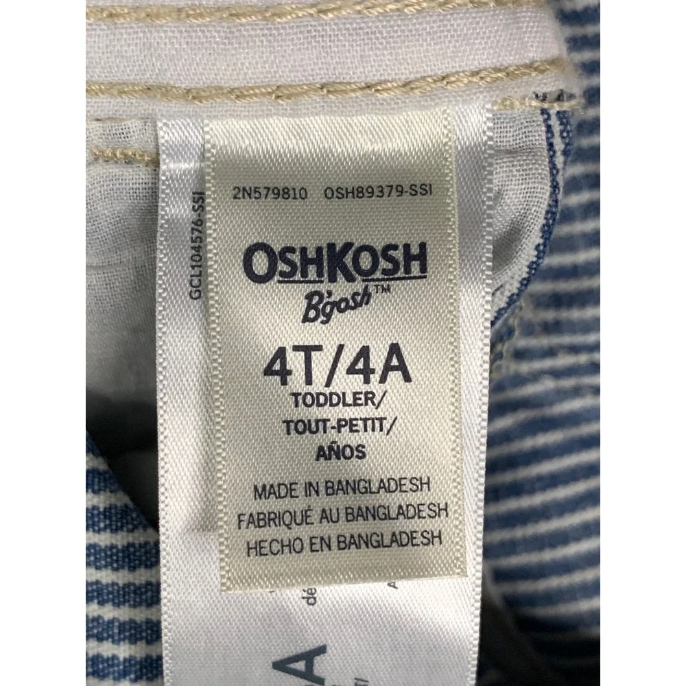 OshKosh Bgosh Kid 4T Blue Hickory Stripe Vestbak Denim Overalls Toddler Railroad